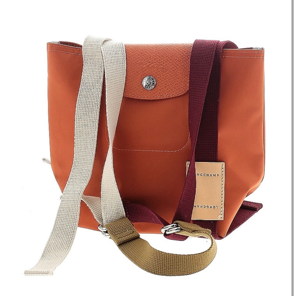 Longchamp shoulder bag small tote orange and tan
